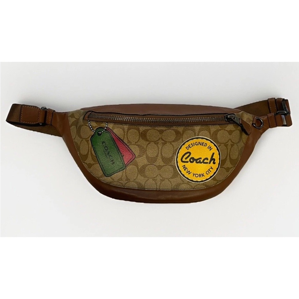 EUC Coach Warren Belt Bag In Signature Canvas With Trompe L'oeil Print unisex